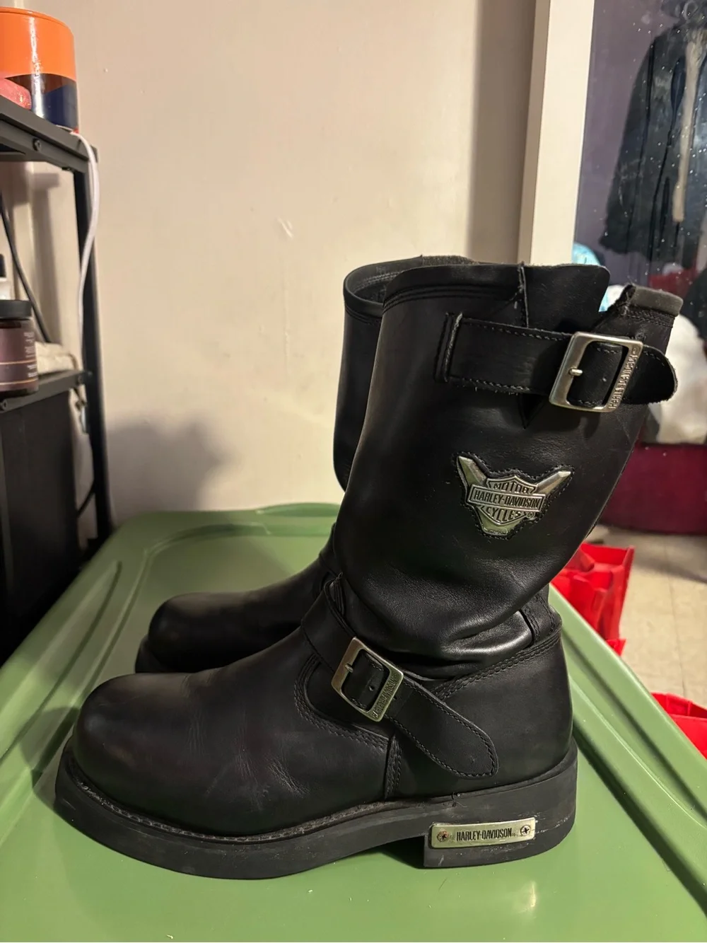 Harley-Davidson Black Leather Engineer Boots with Harness Strap